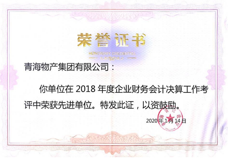 省财政厅表彰2018年度企业财务决算和2019年度企业财务快报工作先进集体